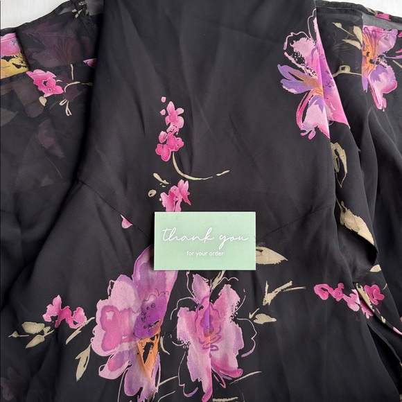 Jones New York Vintage Y2K 90s Floral Fairy Black Grunge Midi Slip Dress Size 8 - Picture 15 of 15